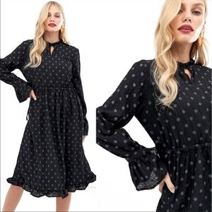 Y.A.S. LA Yaslura Long Sleeve Ruffle Polka Dot Dress Size XL MIDI Length